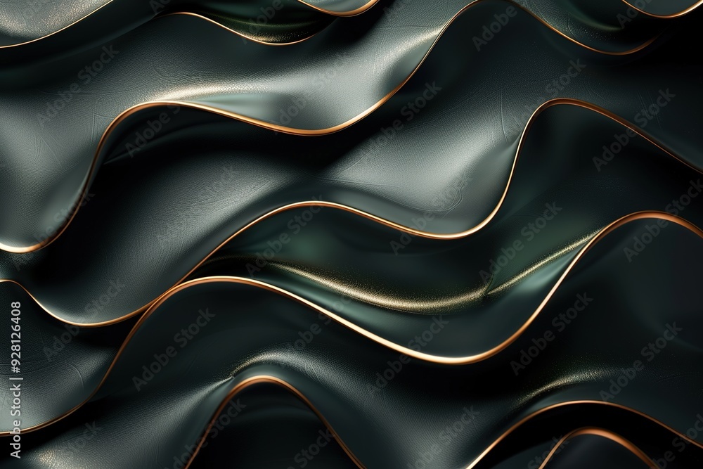 Obraz premium Abstract black and gold wavy textured background.