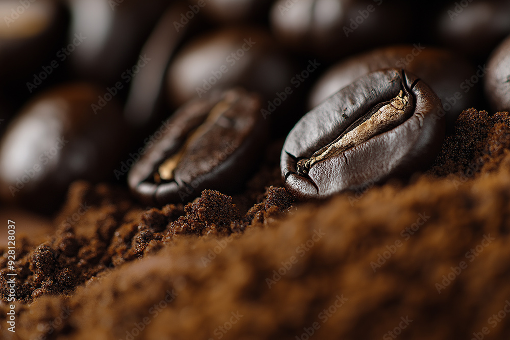 Close-up of roasted coffee beans Close-up of roasted coffee beans