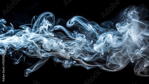 Abstract Smoke Swirls on Black Background.