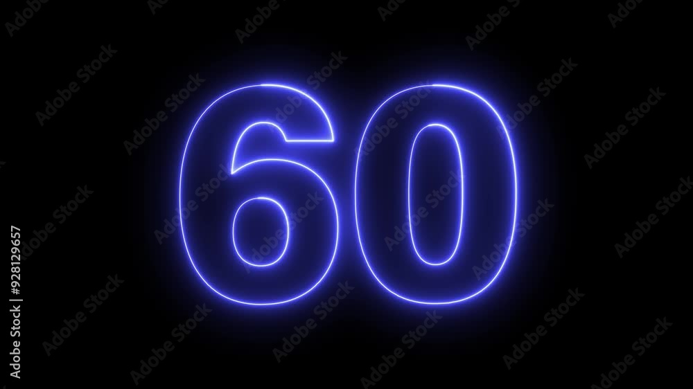 Neon number sixty, Glowing Neon number 60 on black background Neon number sixty, Glowing Neon number 60 on black background