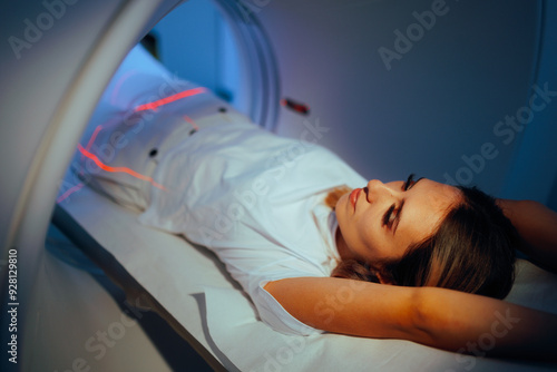 Bild auf Leinwand Patient Ready for an Abdominal CT Scan Evaluation