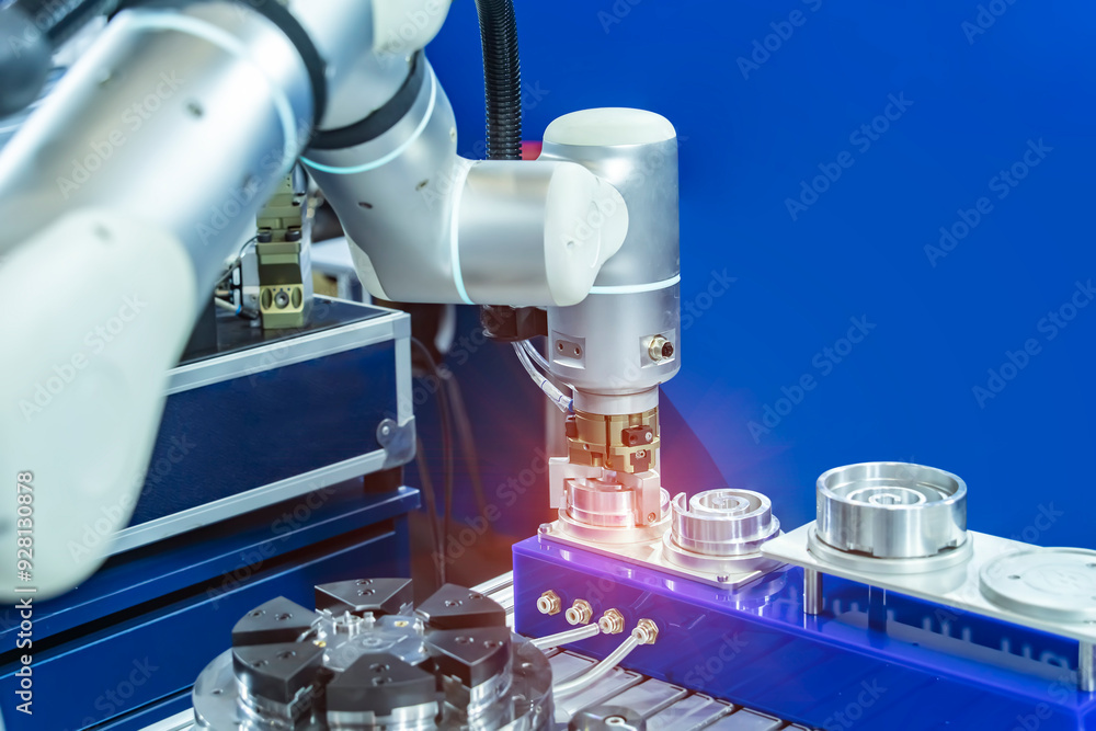 Robotic and Automation system control application on automate robot conveyor product line with metal ingot Robotic and Automation system control application on automate robot conveyor product line with metal ingot