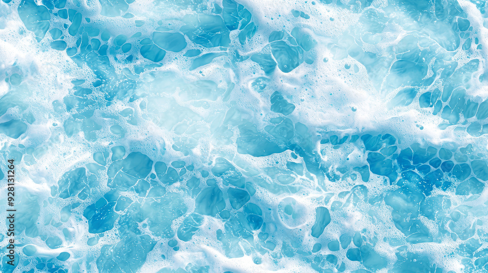 Naklejka premium Blue ocean waves crashing creating soothing textures in sunlight sparkle