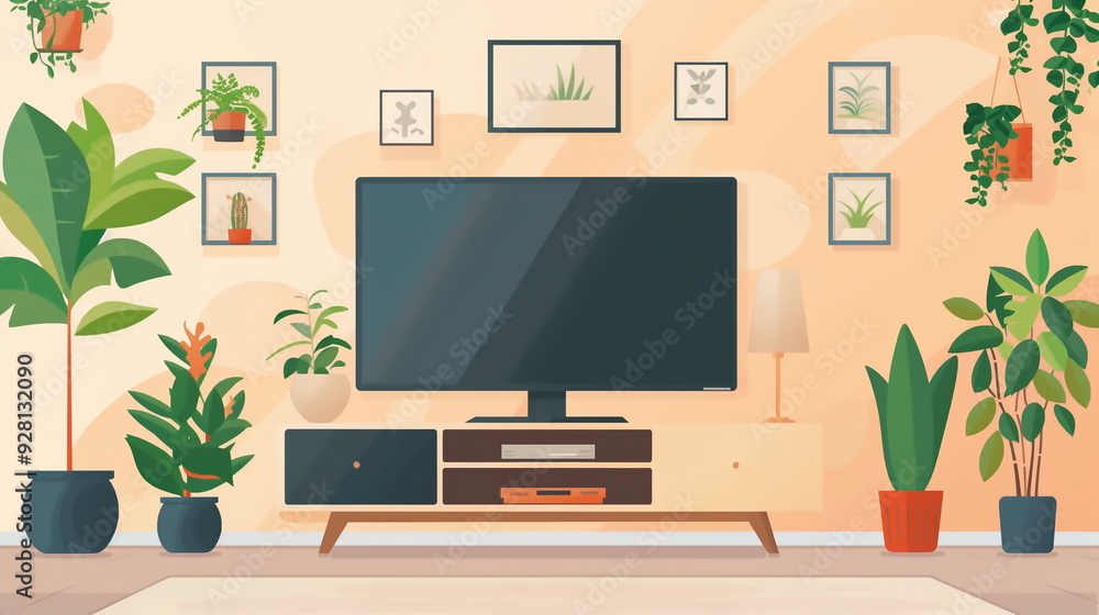 modern living room interior with TV screen modern living room interior with TV screen
