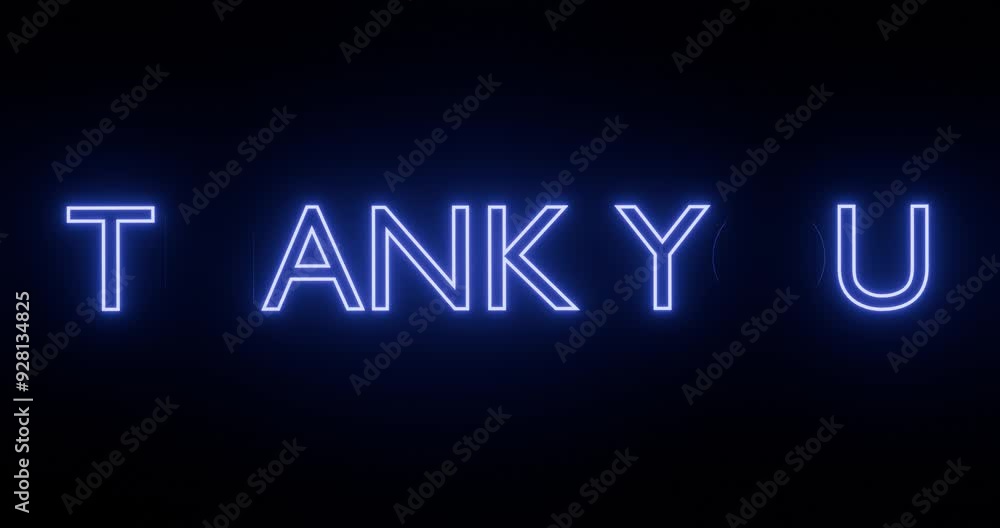 Text animation thank you with the effect of neon light, iLuminous and shimmering haze inside the letters of the text Thank You. Text animation thank you with the effect of neon light, iLuminous and shimmering haze inside the letters of the text Thank You.