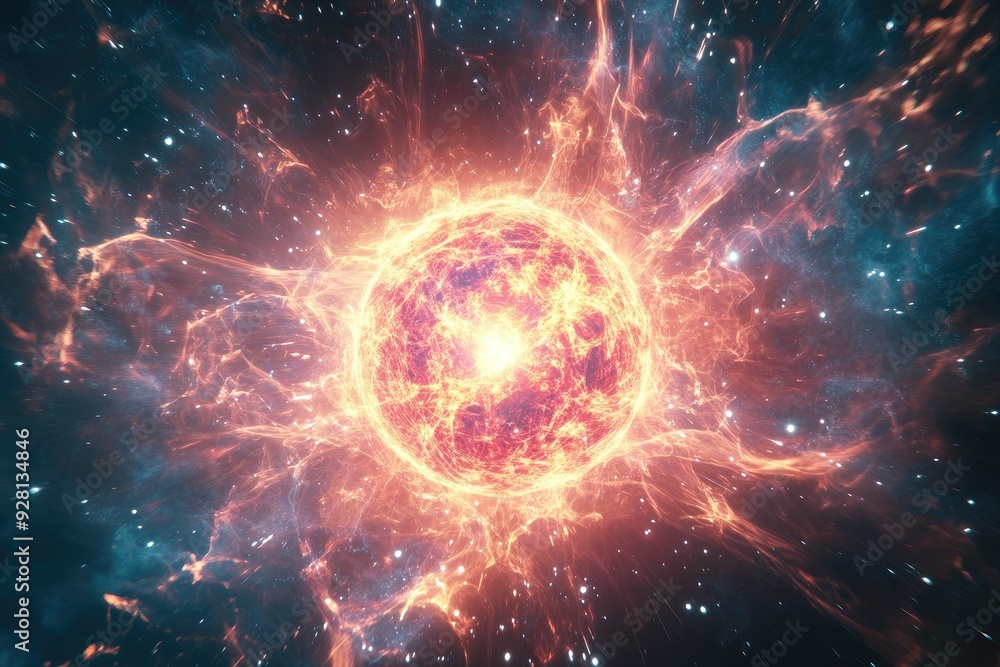 Fototapeta premium Fiery Star in a Cosmic Nebula
