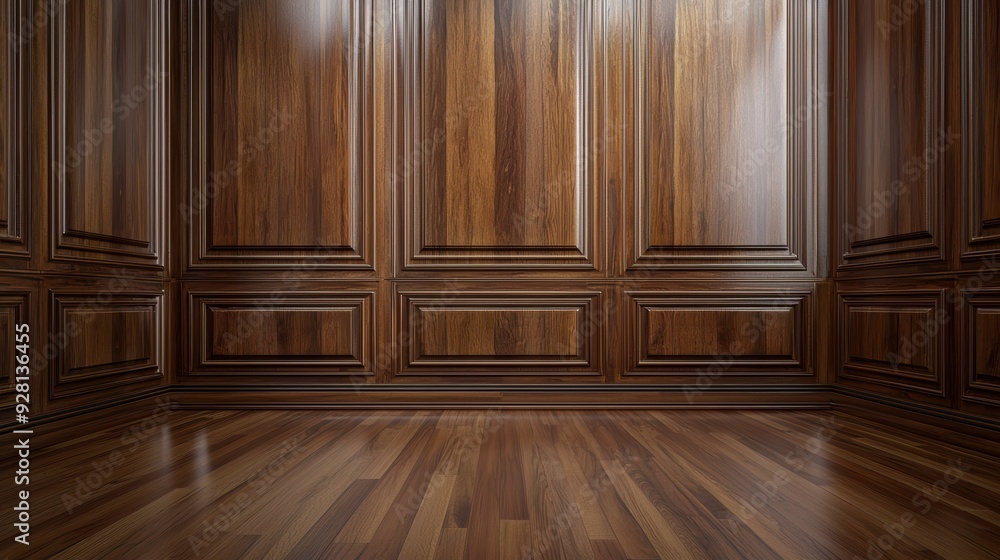 Luxury wooden paneling wall and floor with natural rich brown wood textures Luxury wooden paneling wall and floor with natural rich brown wood textures