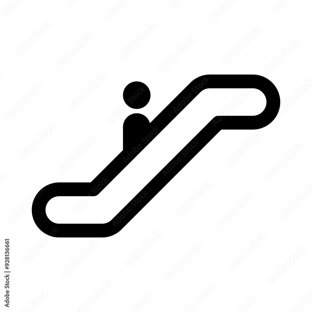 Vector Escalator Icon on White Background Vector Escalator Icon on White Background