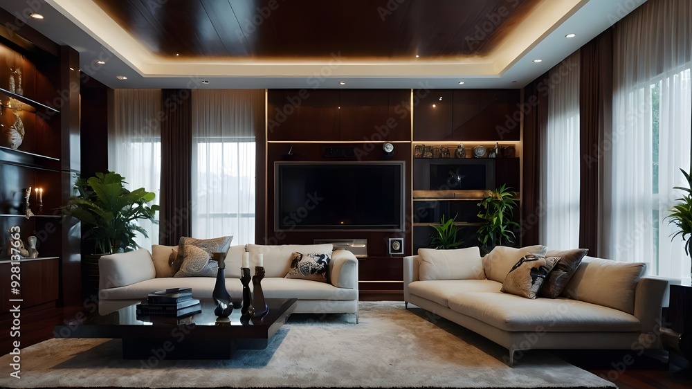 Fototapeta premium living room with fireplace