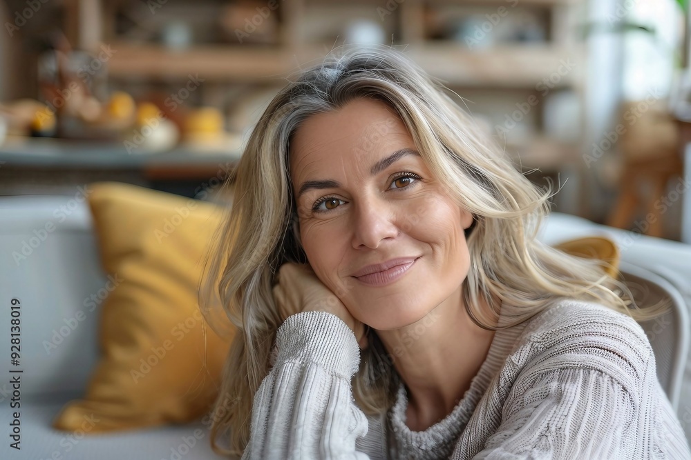 Portrait of a Smiling Woman Relaxing at Home Portrait of a Smiling Woman Relaxing at Home