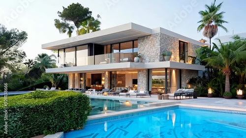 Wallpaper Mural Luxury contemporary architecture house with pool and garden Torontodigital.ca