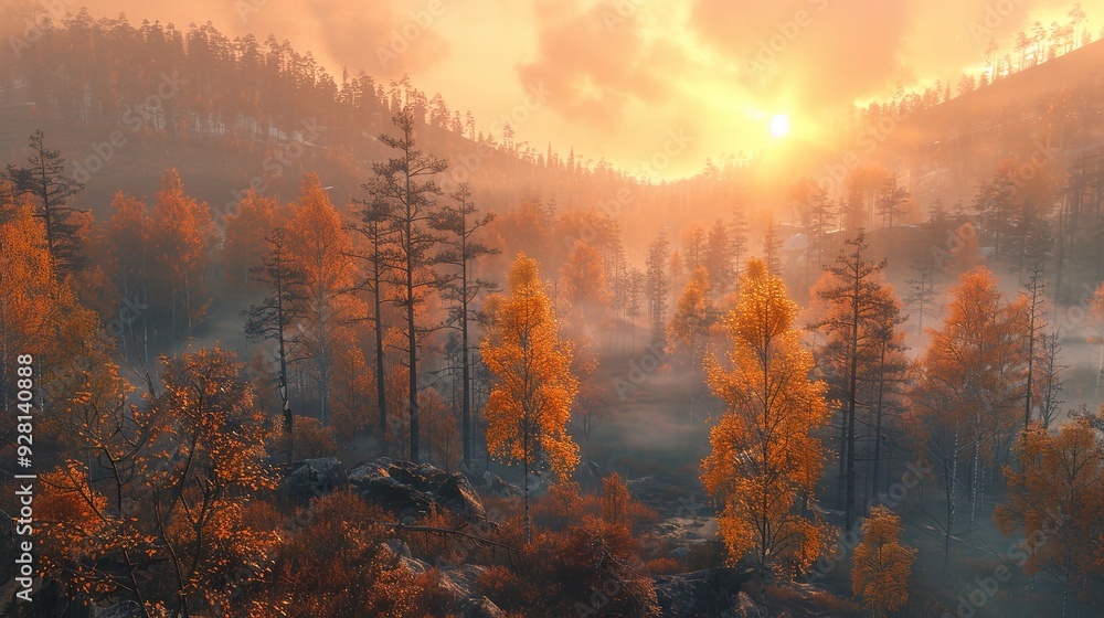 Breathtaking view of the forest in autumn in the mountains. Breathtaking view of the forest in autumn in the mountains.