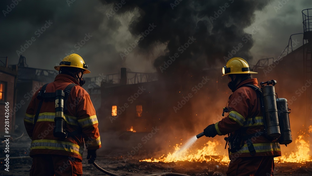 Naklejka premium fireman at work