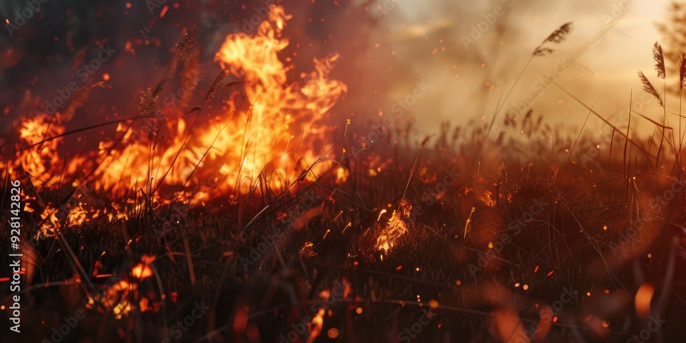 Field Grass Burning Field Grass Burning