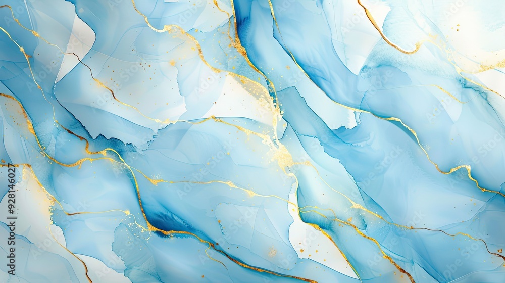 Naklejka premium Abstract Blue and Gold Marble