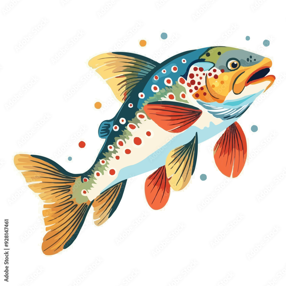 Fototapeta premium happy cartoon Trout fish vector