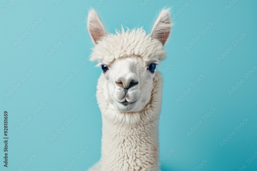Obraz premium Llama on blue background
