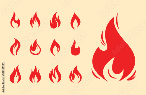 Fire flames, set vector icons Fire and flames outline icon set. Contour bonfire, linear flaming elements. Hand drawn monochrome different fire flame vector illustration. vector fire flame set isolated