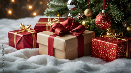 beautiful presents in christmas celebration.