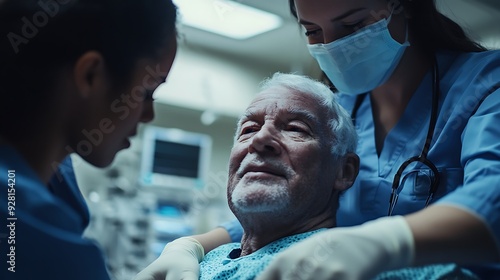 Medical staff comforting a patient during a routine check-up in a hospital, highlighting the human touch in healthcare