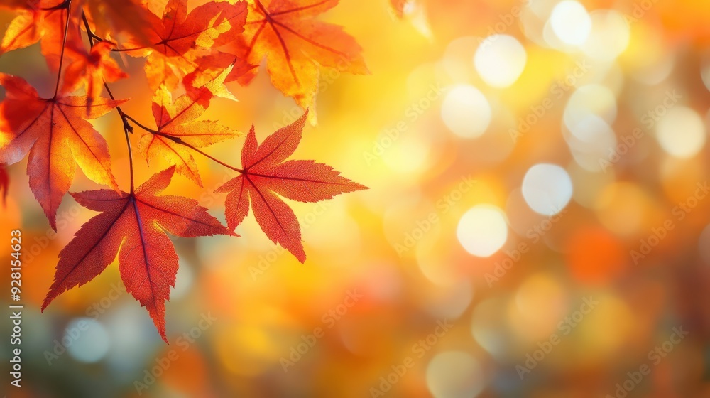 Autumn leaves on a golden blurred background Autumn leaves on a golden blurred background