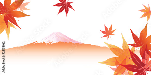 富士山　紅葉　葉　秋　背景	