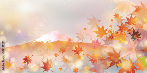 富士山　和柄　水彩　背景