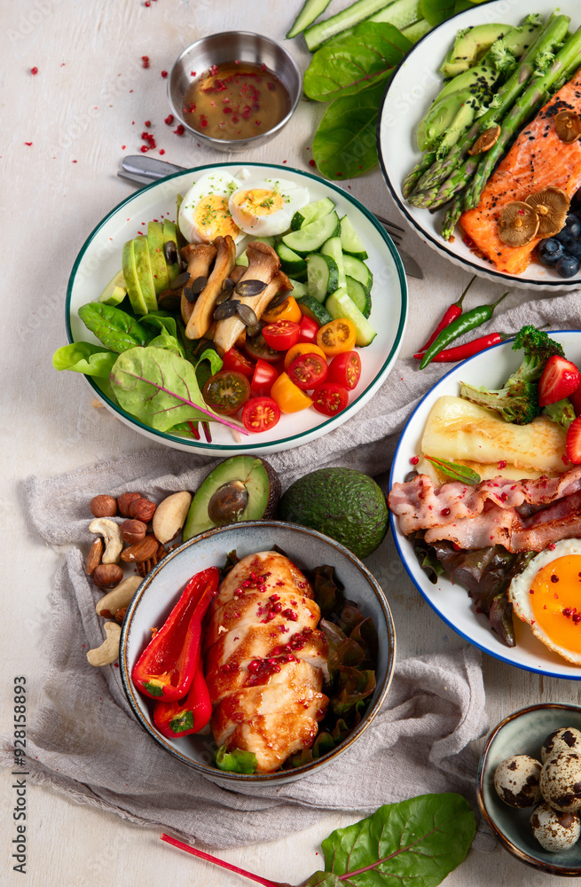 Cooked, healthy keto diet food. Cooked, healthy keto diet food.