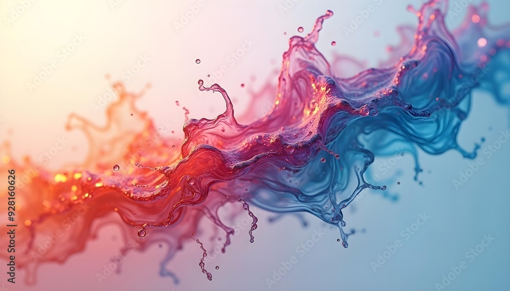 Vibrant abstract fluid art with swirling red, orange, and blue paint-like textures against a white background Vibrant abstract fluid art with swirling red, orange, and blue paint-like textures against a white background