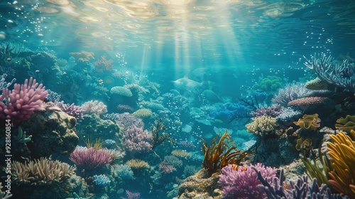 Wallpaper Mural Underwater scene showing a coral reef teeming with marine life Torontodigital.ca