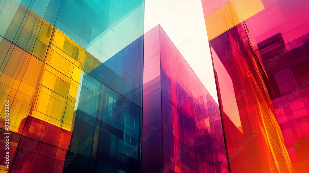 Fototapeta premium Abstract Modern Glass Buildings in Vibrant Colors