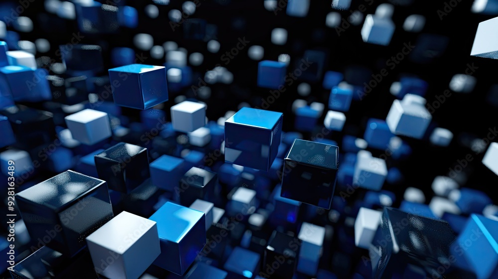 Abstract 3D Blue and White Cubes Abstract 3D Blue and White Cubes