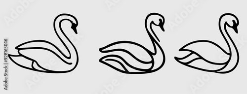 a sleek and elegant vector art logo featuring a swan in silhouette