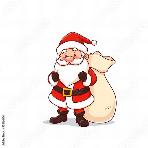 cartoon santa claus holding a sack of presents.