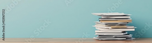 Desk with financial documents and petition forms, bankruptcy, administrative process