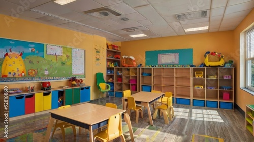 Classroom of kindergarten interior design