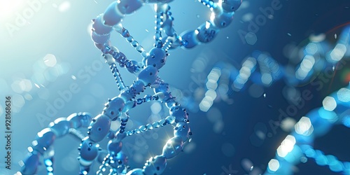 Blue DNA Double Helix - Abstract Biology & Science Concept