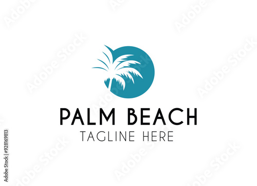 Resort and beach palm logo design with premium concept vector illustration.