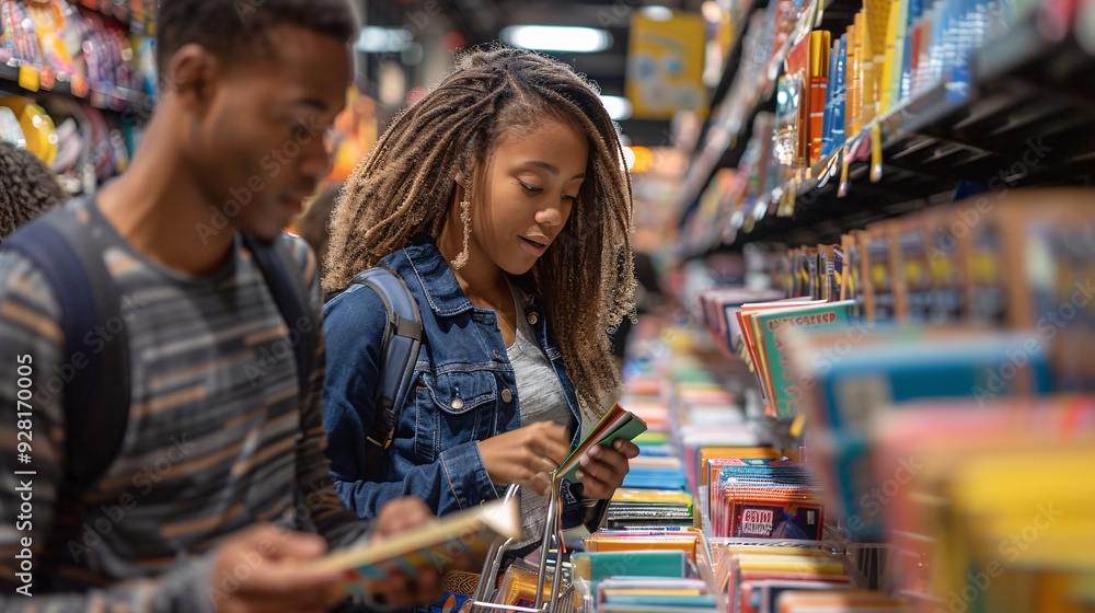 Students shopping for school supplies at a bookstore Students shopping for school supplies at a bookstore