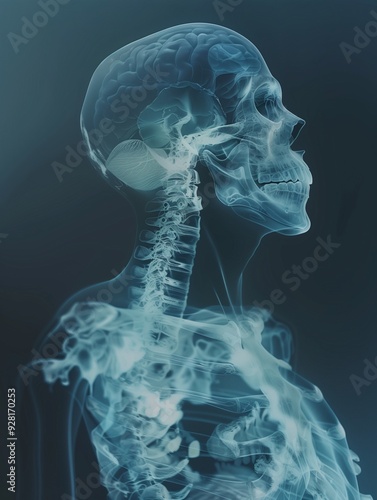 Obraz na płótnie x ray of human skull Skeletal anatomy x-ray picture No.37 w salonie