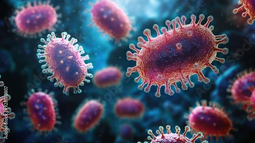 Mpox (monkey pox) virus, Monkeypox viruses, pathogen closeup, infectious zoonotic disease, background. Cinematic Representation of the Mpox Virus.