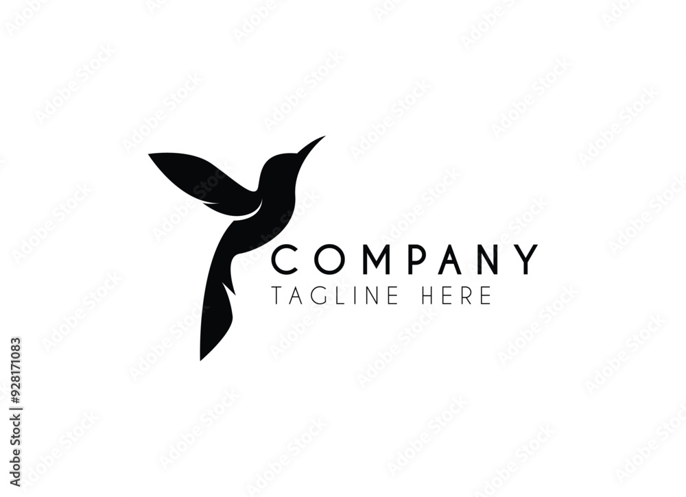 Flying bird logo design, silhouette of black bird logo design vector illustration. Flying bird logo design, silhouette of black bird logo design vector illustration.