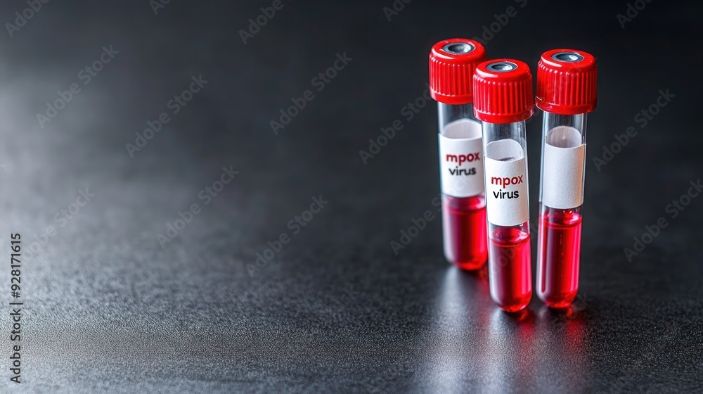 Technician with Blood collection tubes test for analysis of Smallpox ...