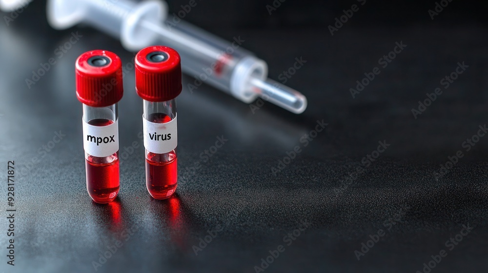 Technician with Blood collection tubes test for analysis of Smallpox ...