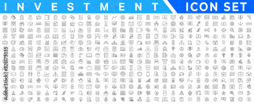 Investment icons in line design. Accounting, analytics, finance, business, money, financial, audit, tax, budget, capital isolated on white background vector. Accounting editable stroke icons.