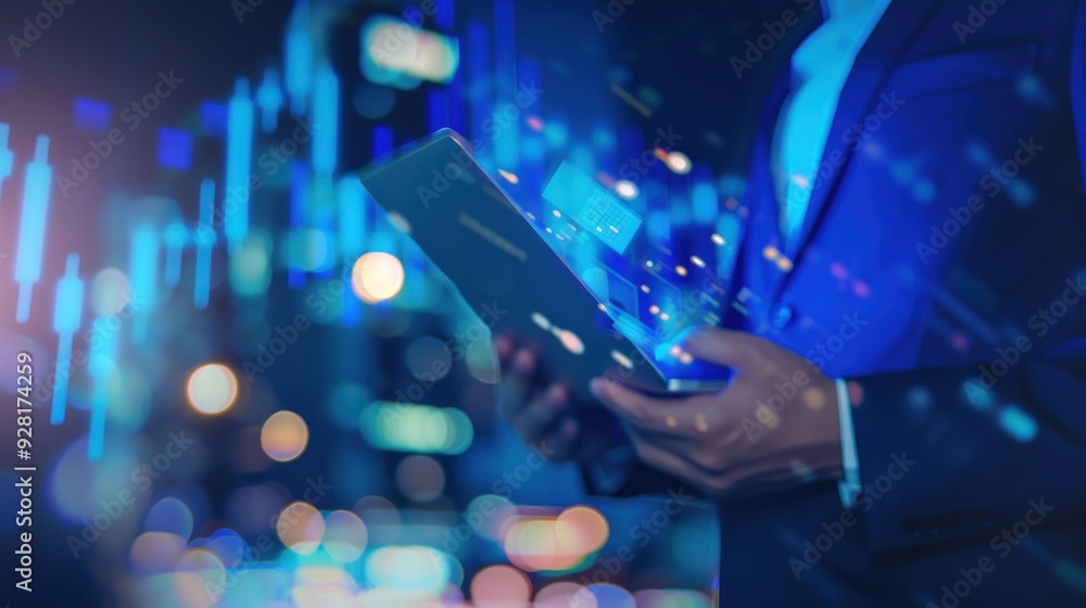 Businessman Analyzing Data on Tablet Businessman Analyzing Data on Tablet