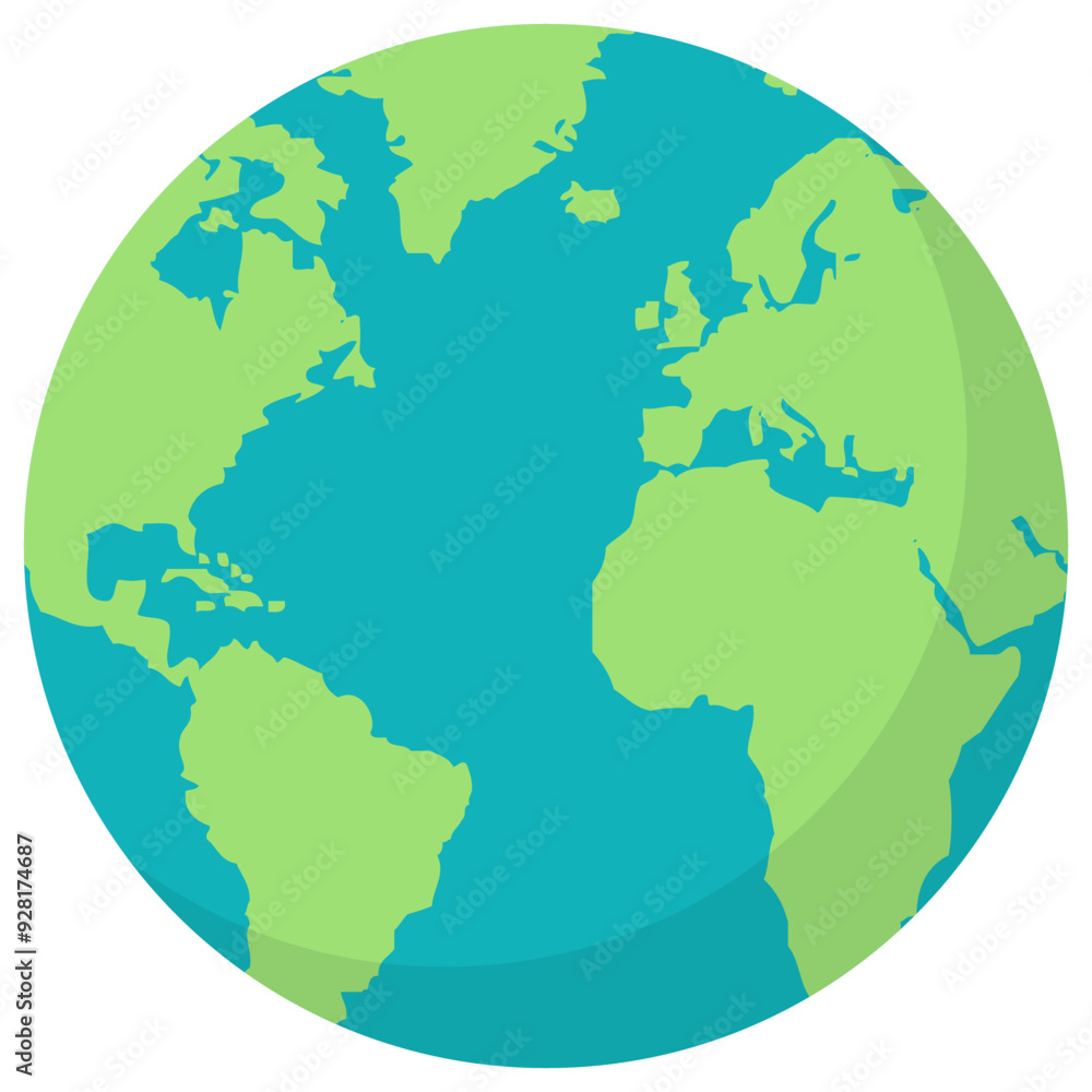 Planet earth vector flat icon isolated on white background. Planet earth vector flat icon isolated on white background.
