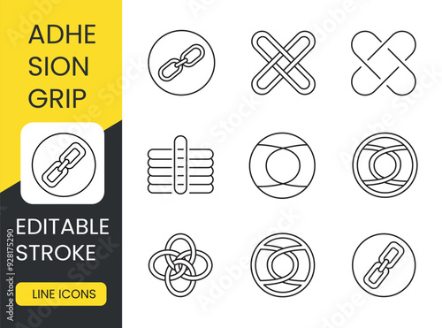 Adhesion line icon set vector with editable stroke