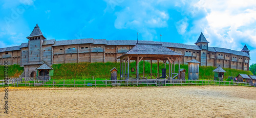 Tournament field panorama of Kyiv Rus Park, Ukraine photo