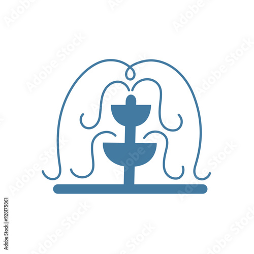 Vector illustration of a fountain. Flat cartoon style, icon for landmarks, tourist attractions, and architectural sites. Water features, parks, and urban landscapes, isolated colored clipart
